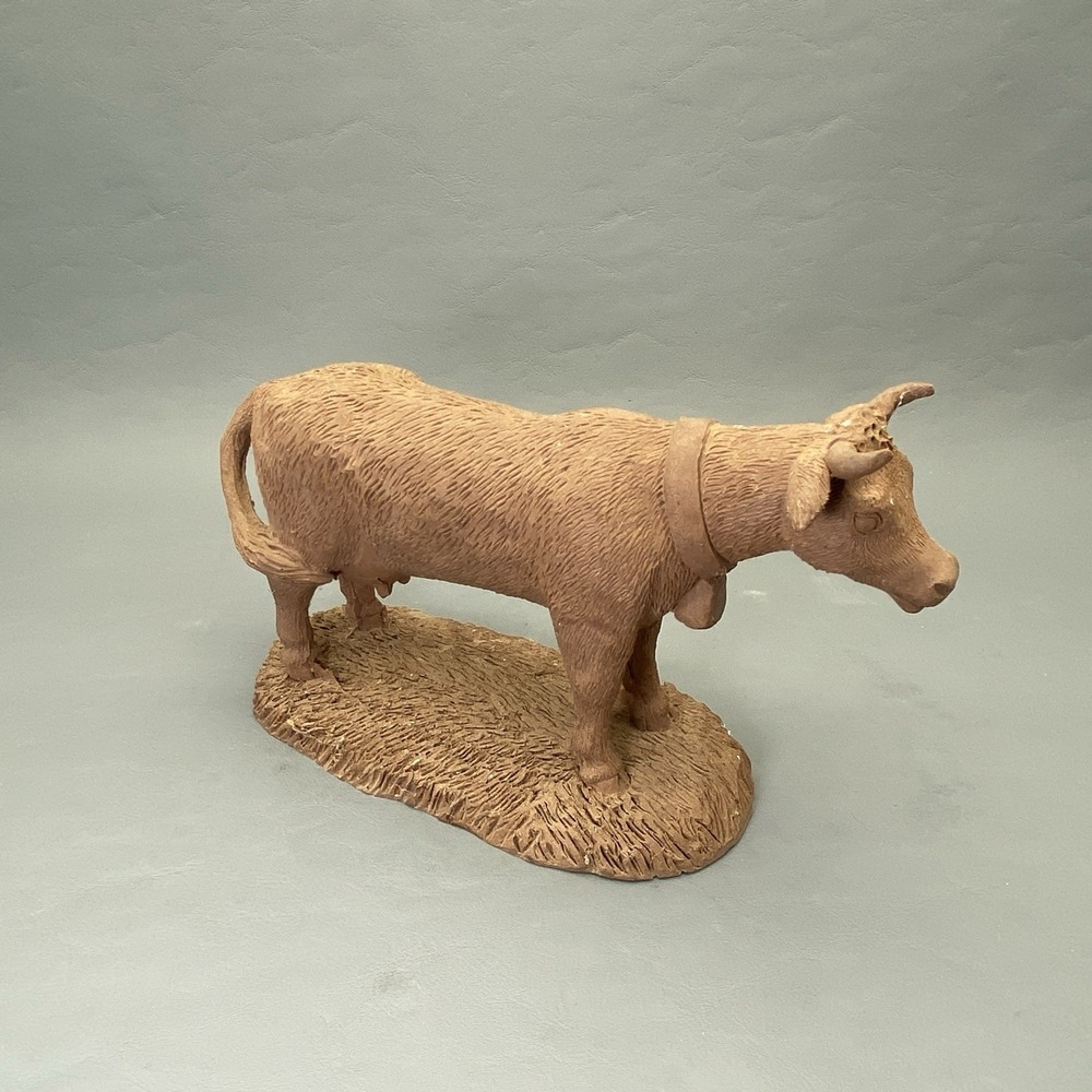 Vintage I.S. Marolin Germany Clay Composition Cow Figurine Nativity 7" T 8" L